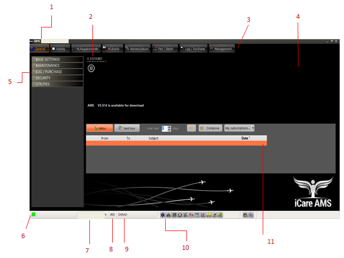 AMS main screen
